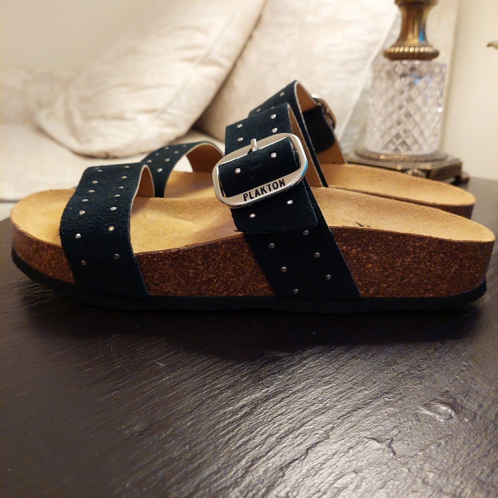 Plakton Wms Claire Handmade Spanish Adjustable Sandals Black Leather 11 NEW! - Picture 9 of 10